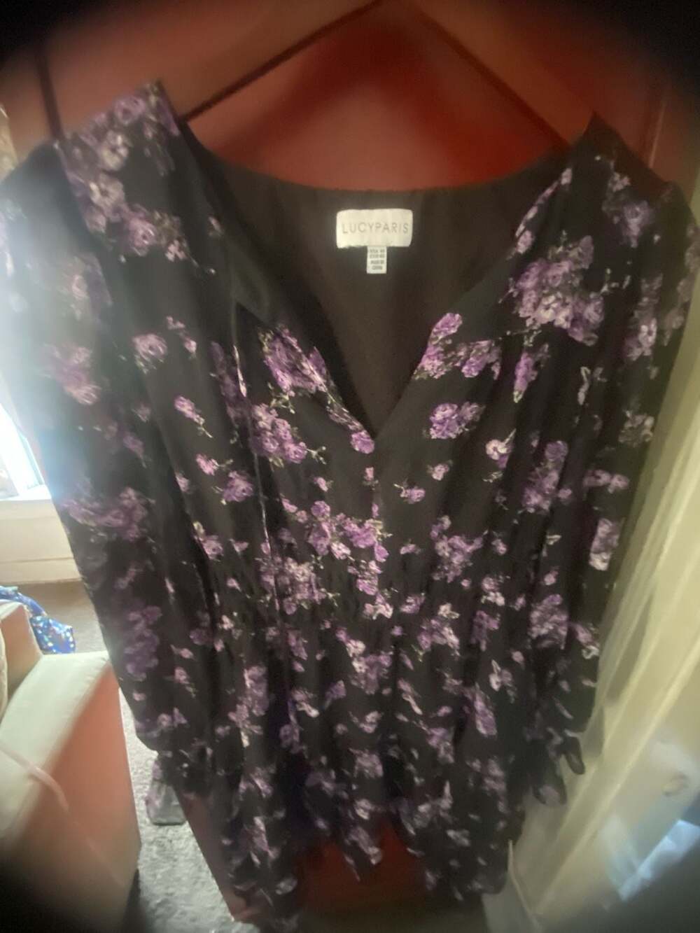 LUCYPARIS Women's Floral Long Sleeve Ruffle Dress Size M